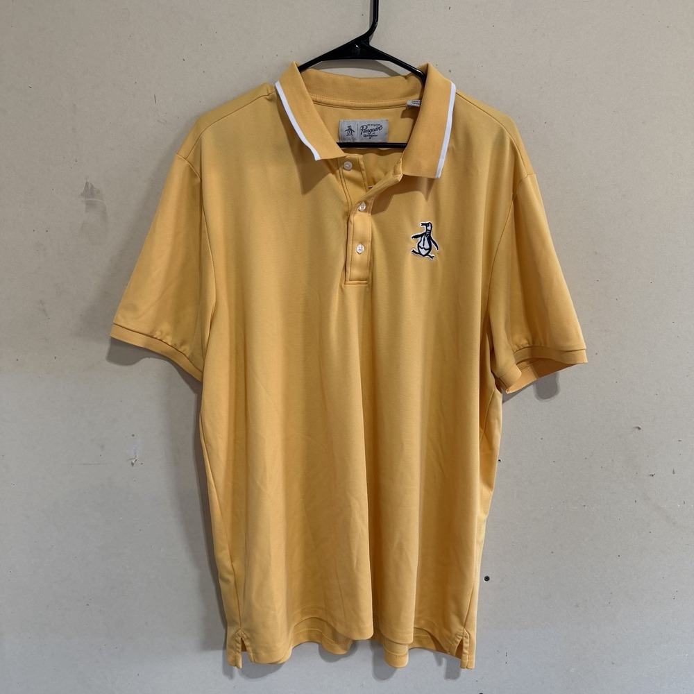 Original Penguin Munsingwear Men's XXL Yellow Apricot Polo Shirt Tipped Collar